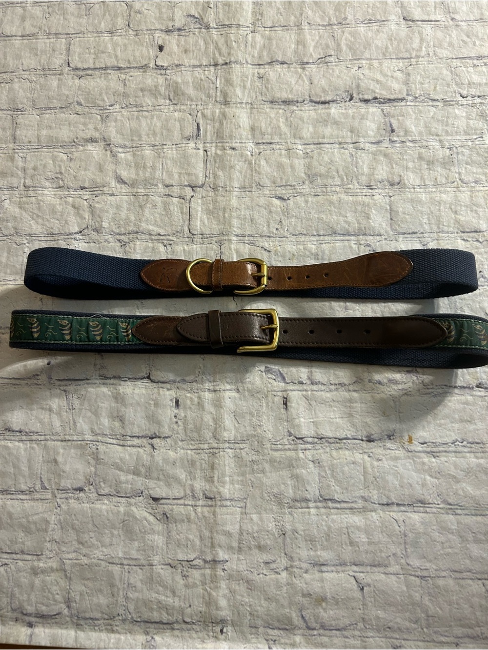 VINEYARD VINES SOLID BRASS BUCKLE NAVY/GREEN DETAILS & AMERICAN EAGLE NAVY BELT - Picture 13 of 16